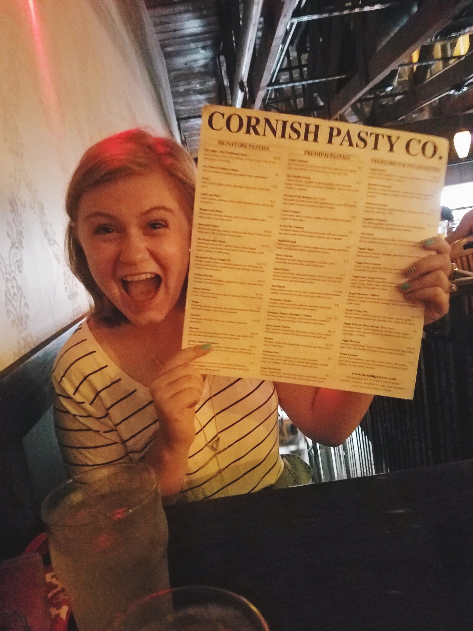 Hannah with Cornish Pasty Co Menu