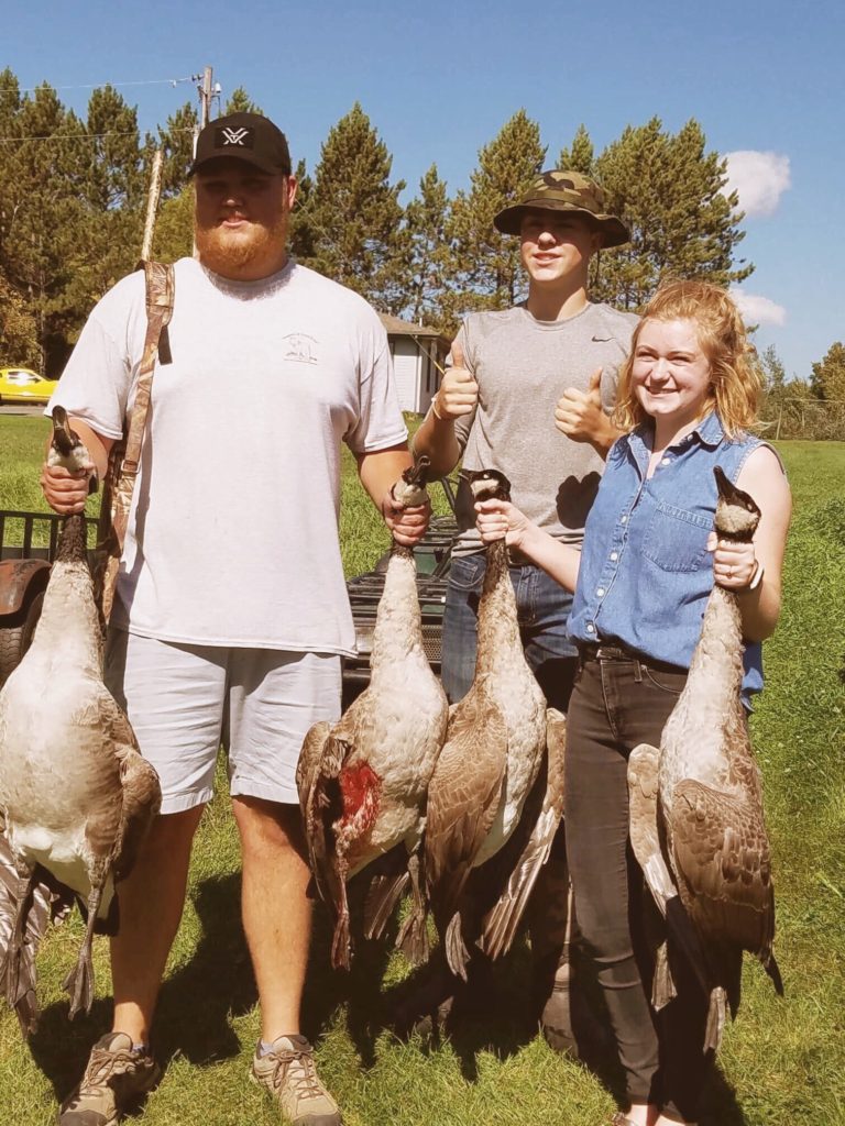 Hannah goose hunting in Minnesota