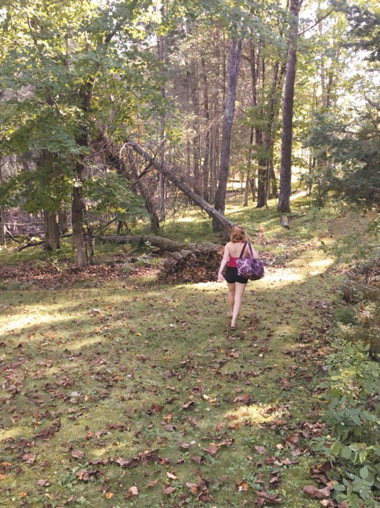 Walking to the lake on a September day