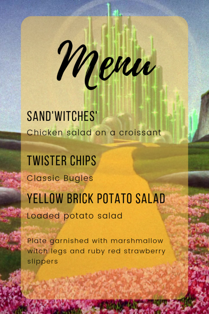 Wizard of Oz themed Menu