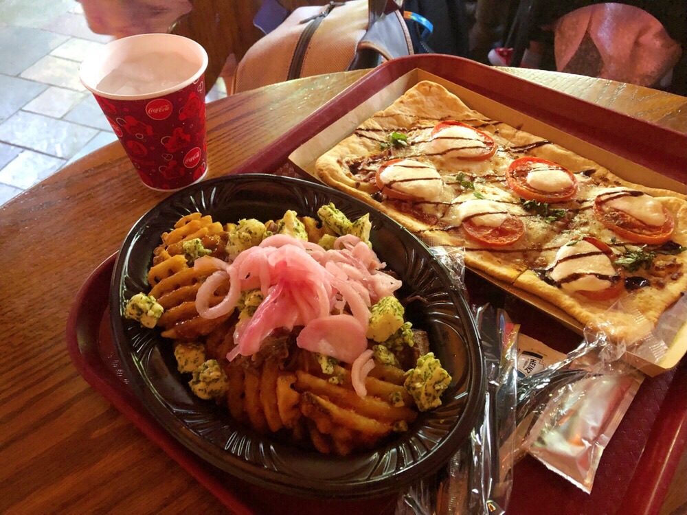 Flatbread and Poutine from Disneyland's Red Rose Tavern