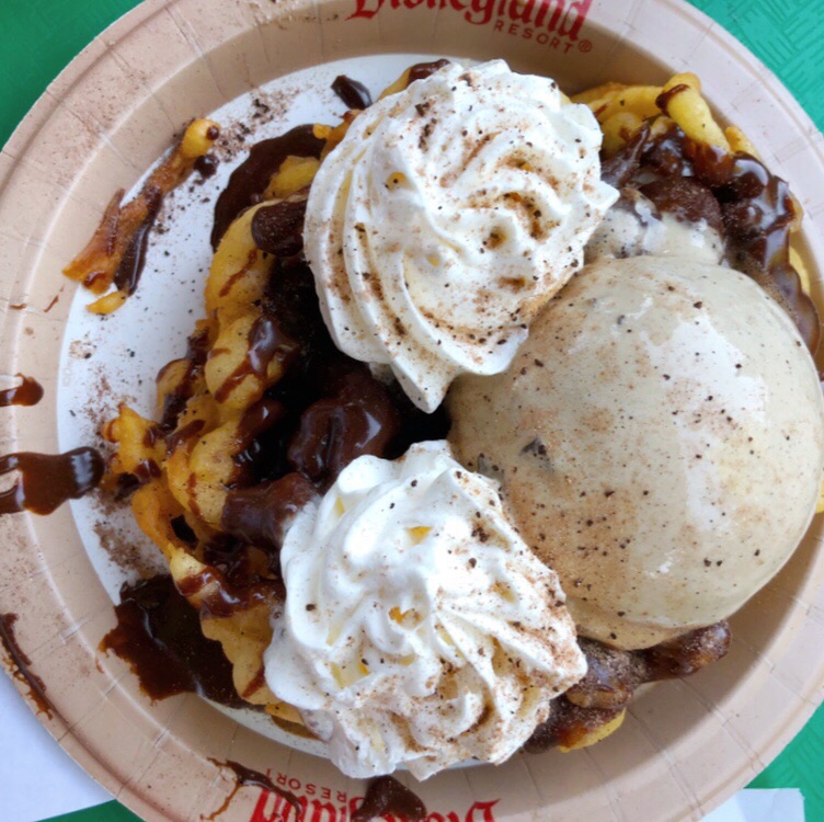 Hungry Bear's Seasonal Funnel Cake- Hazelnut Spread and Coffee Ice Cream. 