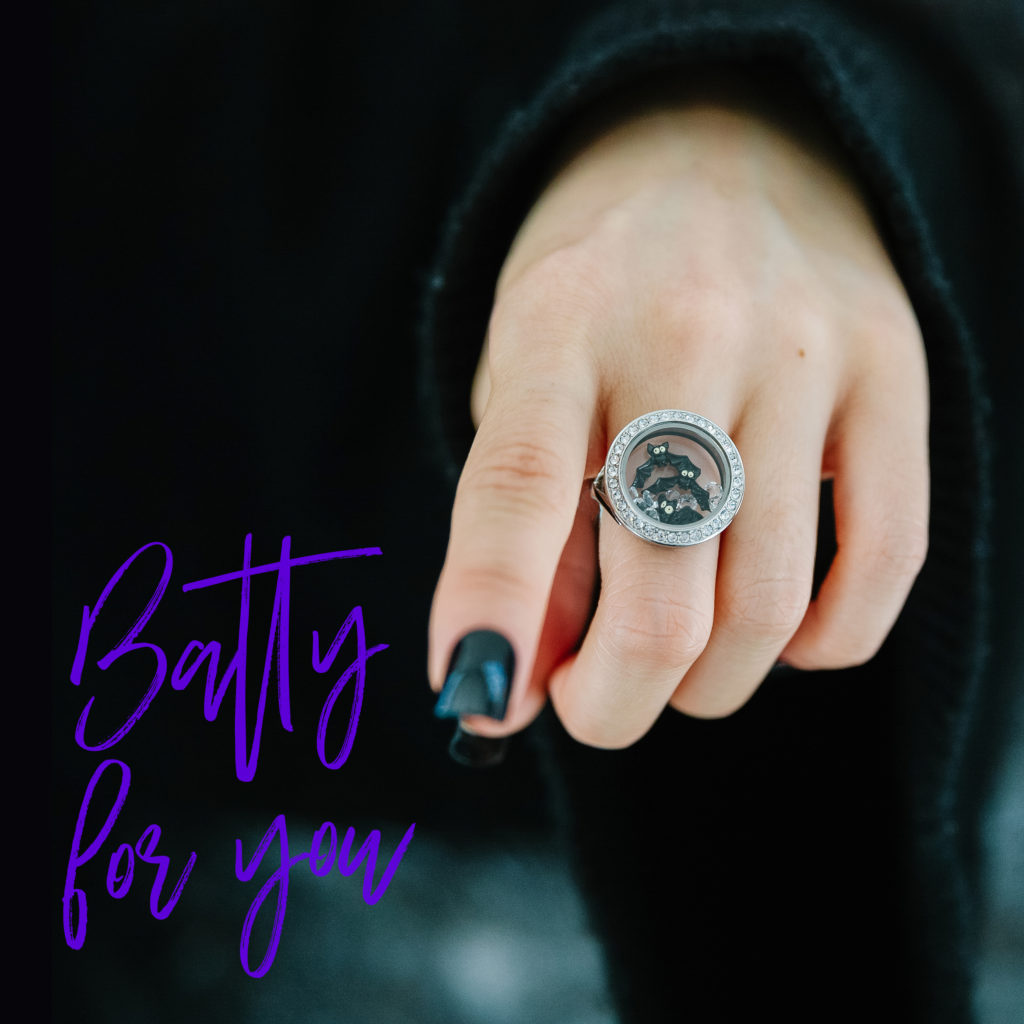 2019 Bat Charm in Locket Ring