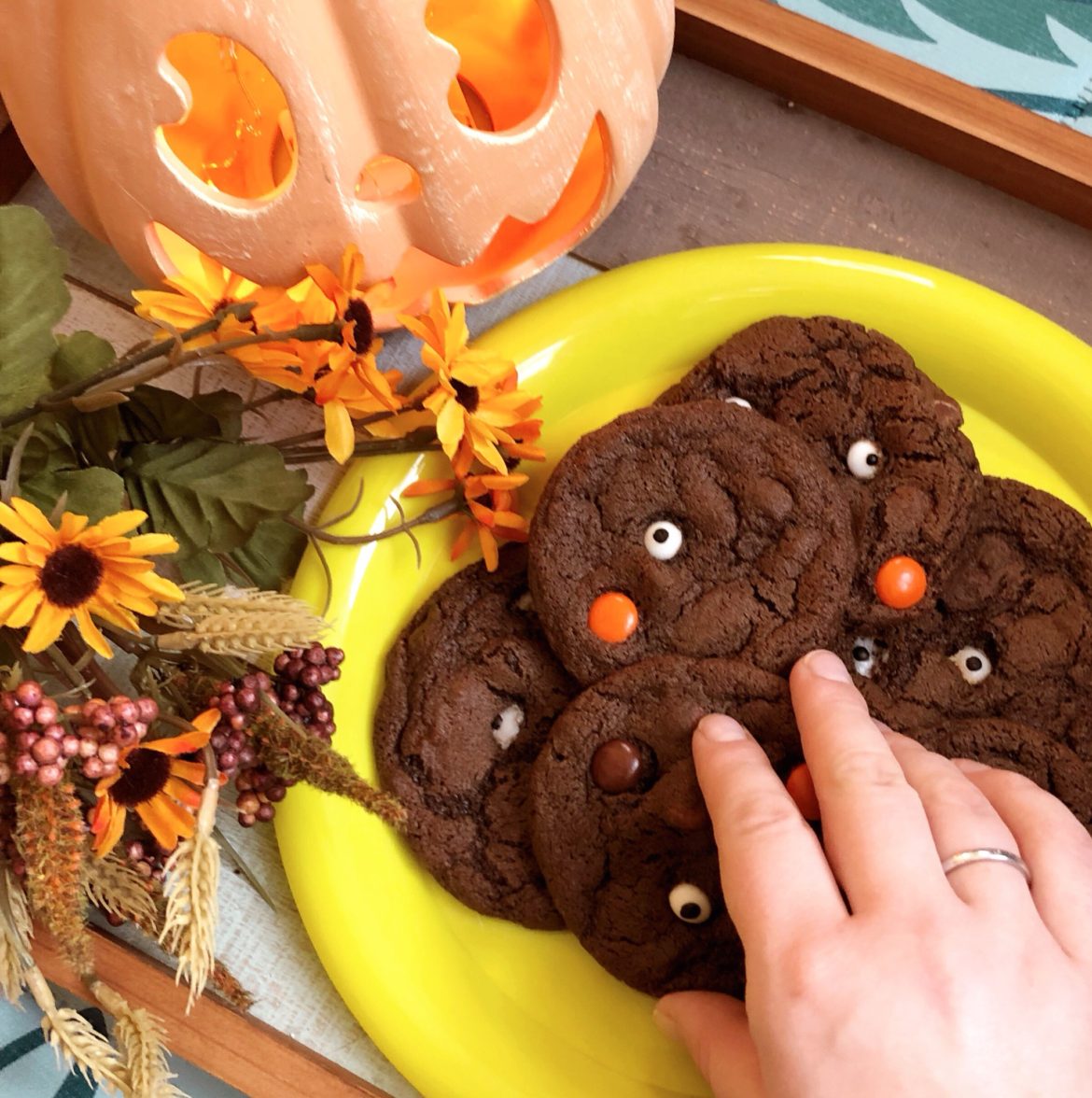 Spooky Reese’s Pieces Chocolate Halloween Cookies