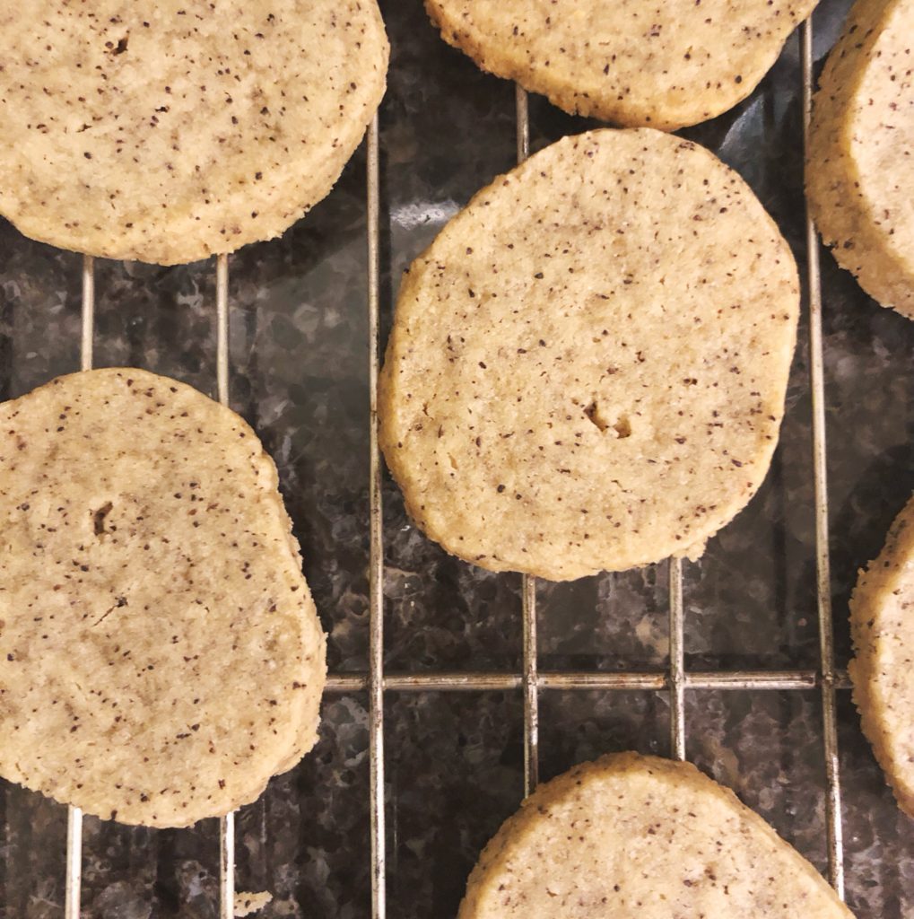 Coffee Shortbread Cookies on Cooling Rack 