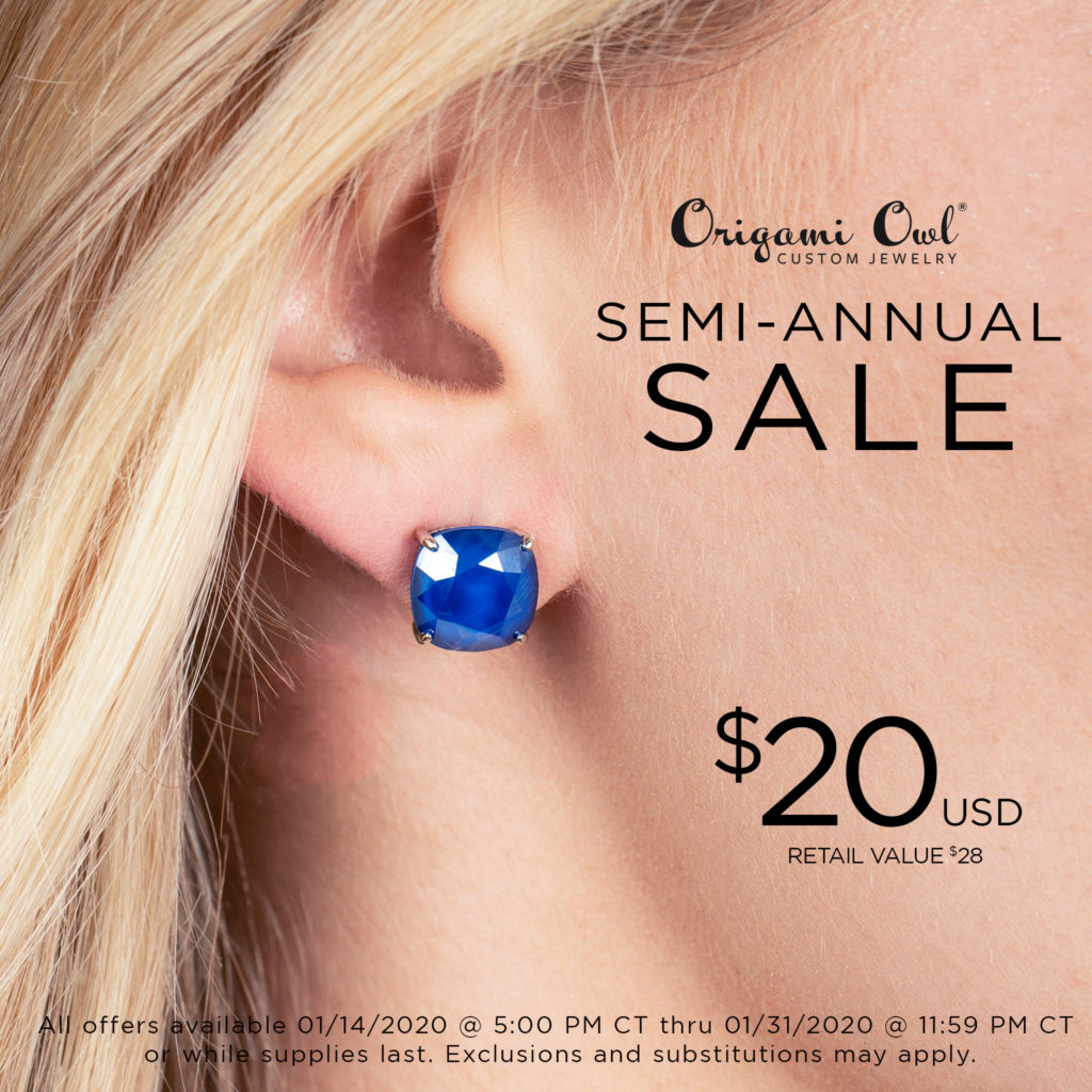Origami Owl Blue Clara Stud Earring for $20